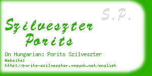 szilveszter porits business card